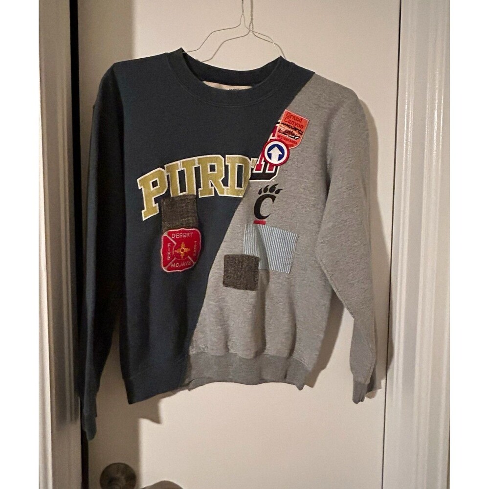 RILEY 1880 Split Crewneck Sweatshirt XS Custom Purdue Cincinnati Patchwork 1/1⁠